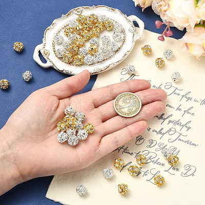 60Pcs 2 Styles Brass Rhinestone Beads KK-YW0004-26-1