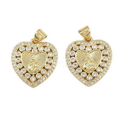 Brass Micro Pave Clear Cubic Zirconia Pendants ZIRC-I367-13G-11-1