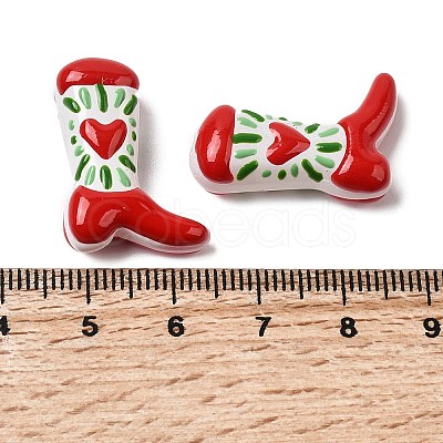 Boot Baking Paint Glass Enamel Beads LAMP-C020-02K-1