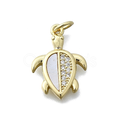 Brass Micro Pave Clear Cubic Zirconia Pendants KK-V010-07G-01-1