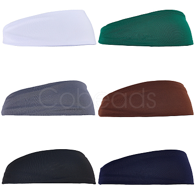 6Pcs 6 Colors Cloth Wide Headband for Sports AJEW-CN0005-07A-1