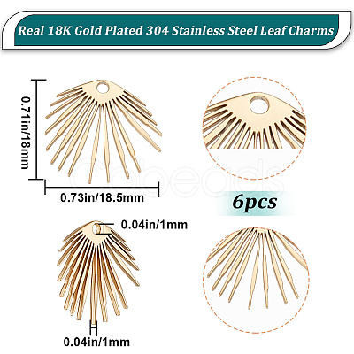 Beebeecraft 6Pcs Ion Plating(IP) 304 Stainless Steel Pendants STAS-BBC0002-26-1