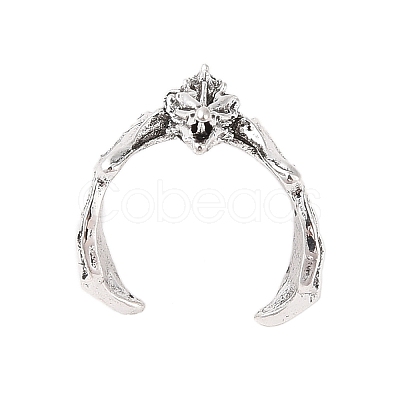 Dragon Alloy Open Cuff Rings for Women Men RJEW-A045-02AS-1