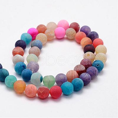 Frosted Natural Weathered Agate Beads Strands G-F367-6mm-08-1