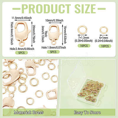 10Pcs 2 Styles Brass Lobster Claw Clasps KK-TA0009-15-1