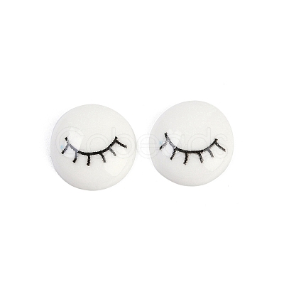 White and Black Flat Round Cartoon Resin Cabochons CRES-Q009-01D-1