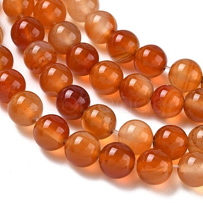 Round Natural Red Agate Bead Strands G-M257-8mm-26-1