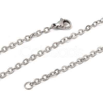 12Pcs 2.8MM 304 Stainless Steel Textured Cable Chain Necklaces for Men Women NJEW-H093-18P-01-1