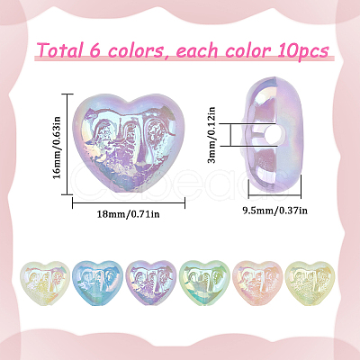 60Pcs 6 Colors Luminous Acrylic Beads SACR-SC0001-36-1