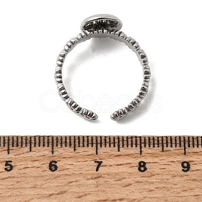 Flower 304 Stainless Steel Cuff Ring Components STAS-P454-05A-P-1
