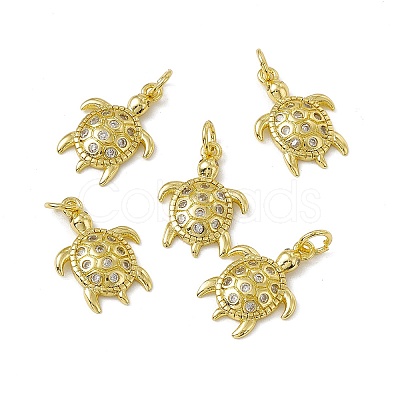 Rack Plating Brass Micro Pave Cubic Zirconia Pendants KK-C007-27G-1