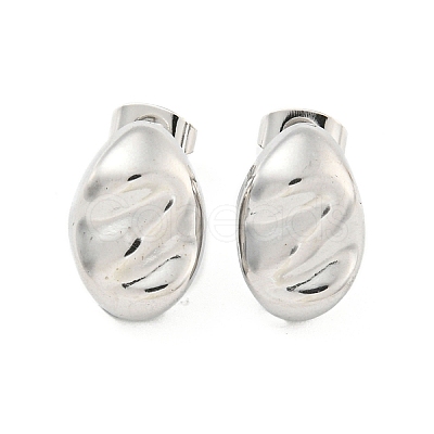 Non-Tarnish Oval 304 Stainless Steel Ear Studs EJEW-L290-016P-1
