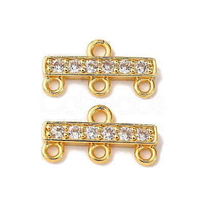 Rack Plating Brass Micro Pave Clear Cubic Zirconia Rectangle Chandelier Component Links X-KKB-L215-037G-1