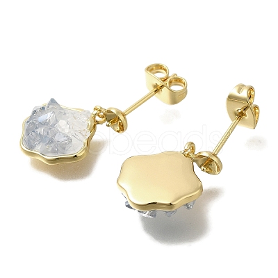 Brass Enamel & Quartz Stud Earring Findings KK-K388-18G-1