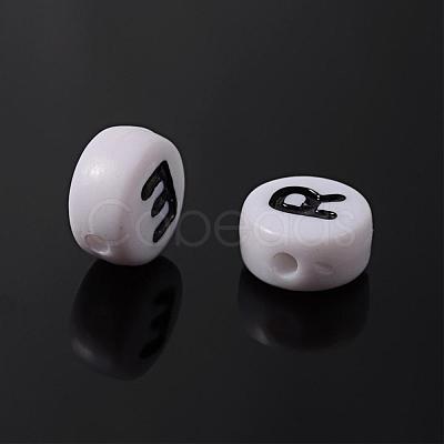 Mixed Letters White Acrylic Horizontal Hole Letter Beads X-PL37C9070-1