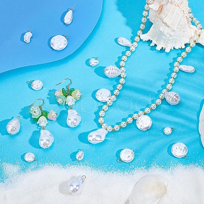 48Pcs 12 Styles Plastic Imitation Pearl Pendants FIND-PH0059-53-1