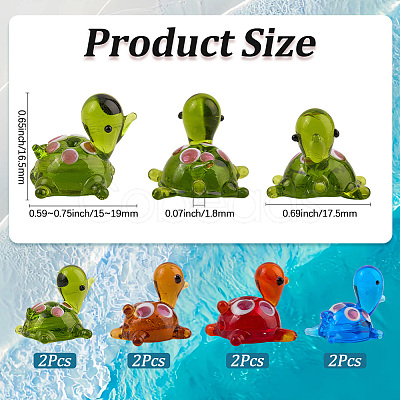8Pcs 4 Colors Handmade Lampwork Beads LAMP-PA0001-08-1