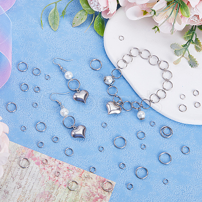 400pcs 5 Styles 304 Stainless Steel Split Rings STAS-SC0005-95-1