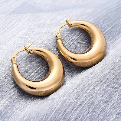 PVD Vacuum Plating 304 Stainless Steel Chunky Hoop Earrings for Women EJEW-F280-06C-G-1