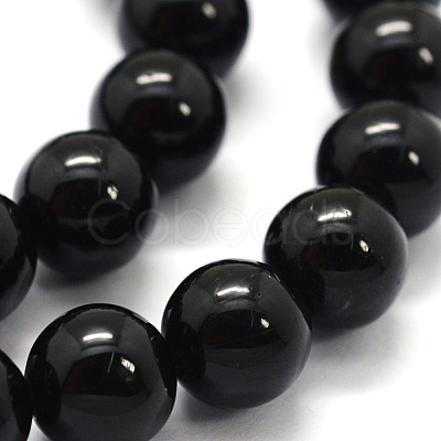 Natural Black Tourmaline Beads Strands G-G763-01-4mm-AB-1