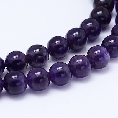 Natural Amethyst Round Bead Strands G-M212-12mm-01C-1