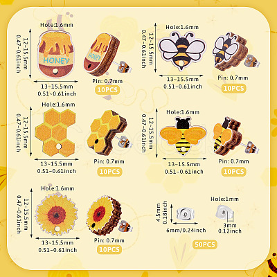 Bee Theme Wooden Stud Earrings WOOD-TA0002-64-1