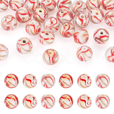 30Pcs Handmade Gold Sand Lampwork Beads LAMP-TA0002-37F-1