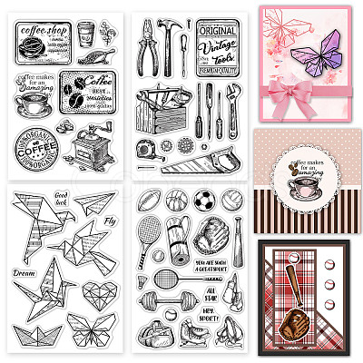 CRASPIRE 4 Sheets 4 Styles PVC Plastic Stamps DIY-CP0007-06D-1