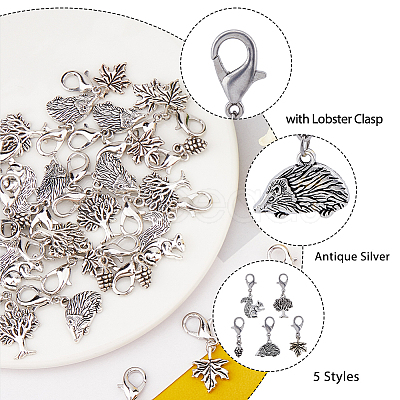 SUPERFINDINGS 10 Sets Autumn Alloy Pendants Decorations Set HJEW-FH0001-48-1