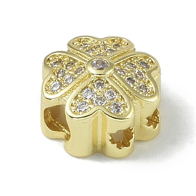 Rack Plating Brass Micro Pave Clear Cubic Zirconia Beads KK-A220-10G-1