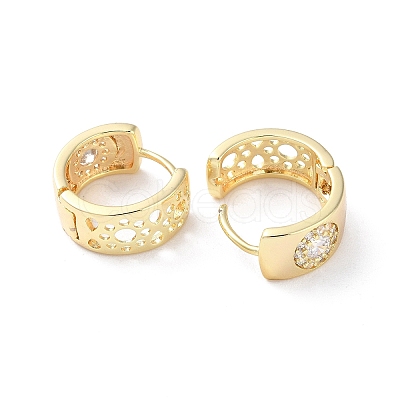 Brass Micro Pave Cubic Zirconia Hoop Earrings EJEW-P259-01G-1