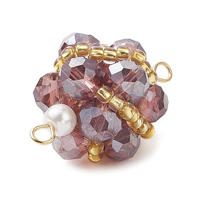 Glass Beaded Round Sphere Links PALLOY-MZ00874-08-1