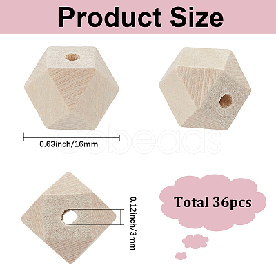 36Pcs Wood Beads WOOD-SP0001-51B-1