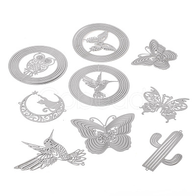 9Pcs 9 Styles 201 Stainless Steel Laser Cut Connector Charms STAS-TA0005-85-1