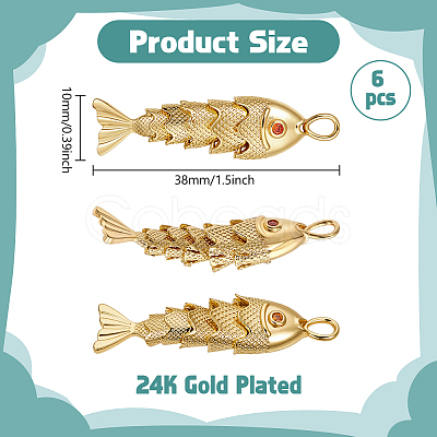 6Pcs Brass Pendants KK-BC00015-48B-1