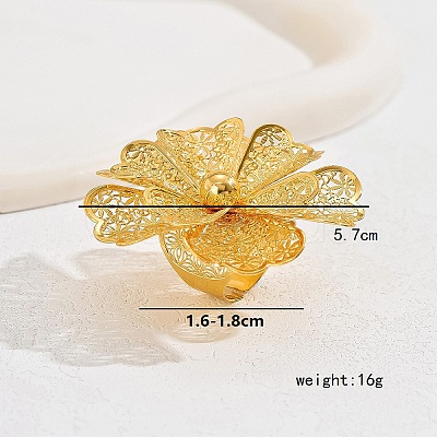 Elegant Middle Eastern Style Flower Iron Cuff Rings for Wedding Party RY8475-1