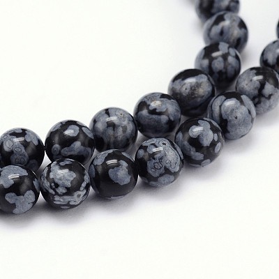 Natural Snowflake Obsidian Round Bead Strands X-G-J303-09-6mm-1