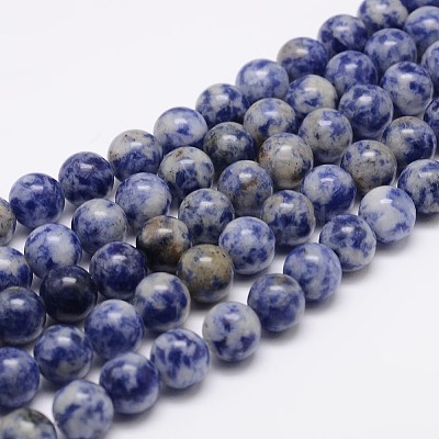 Natural Blue Spot Jasper Bead Strands G-R193-15-6mm-1