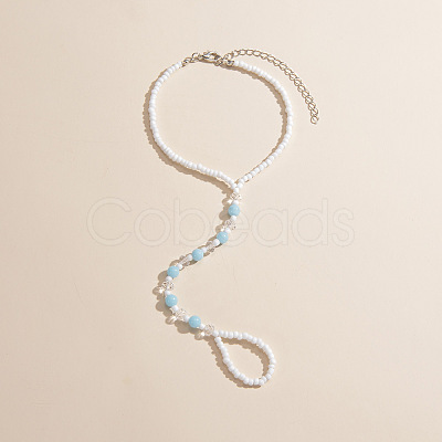 Luminous Resin Round Beaded with Glass Seed Beaded Anklets WG45460-03-1
