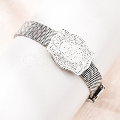 304 Stainless Steel Watch Band Chain Bracelets for Women Men BJEW-P386-09P-M-1