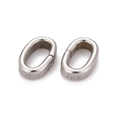 Tarnish Resistant Oval 201 Stainless Steel Slide Charms STAS-D111-06-1