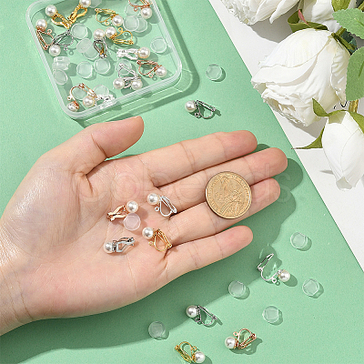 24Pcs 4 Colors Brass Clip-on Earring Findings KK-SC0006-68A-1