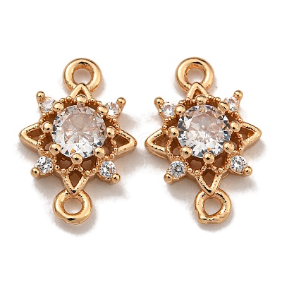 Brass Cubic Zirconia Star Connector Charms KK-U037-32G-01-1