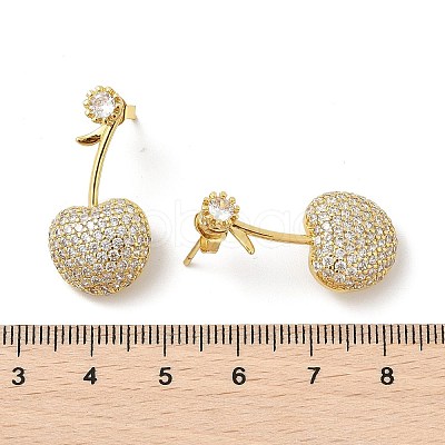 Cherry Brass Micro Pave Cubic Zirconia Stud Earrings EJEW-M077-12G-02-1