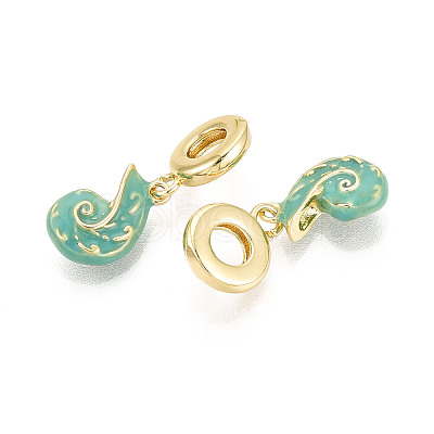 Brass Turquoise Enamel European Dangle Charms KK-N271-41G-02-1