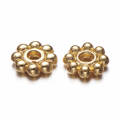 Alloy Daisy Spacer Beads TIBEB-S039-064G-RS-1