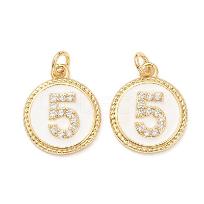 Brass Micro Pave Clear Cubic Zirconia Charms ZIRC-J040-44G-05-1