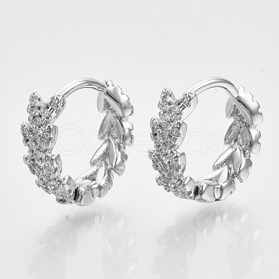 Brass Micro Pave Cubic Zirconia Huggie Hoop Earring EJEW-N011-03P-1