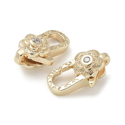 Brass Micro Pave Clear Cubic Zirconia Lobster Claw Clasps KK-M308-17G-1