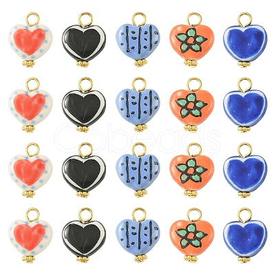 10Pcs 5 Colors Handmade Porcelain Pendants PALLOY-YW00134-1